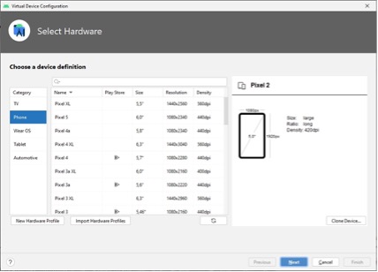 Setting up the hardware in an AVD