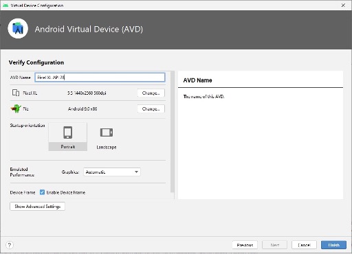 Basic configuration of an AVD