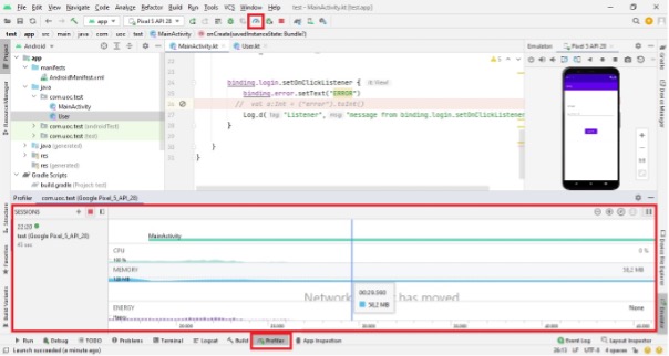 Accessing Android Studios's profiler.