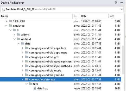 Root of the external memory filesystem.